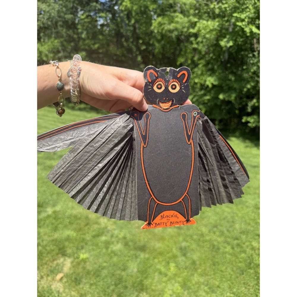 Antique Vintage Halloween Blackie Batty Beauty Diecut Decoration Beistle 1953-57